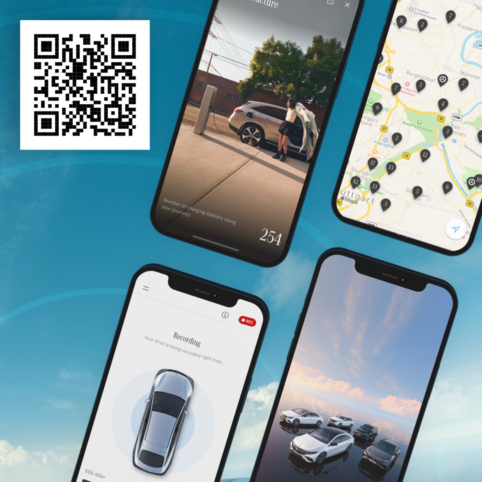 Application Electric Ready | Mercedes-Benz 100% Electrique Application Electric Ready sur un smartphone